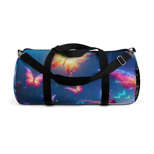 Neon Flutterby Fantasy - Neon Butterflies Duffle Bag