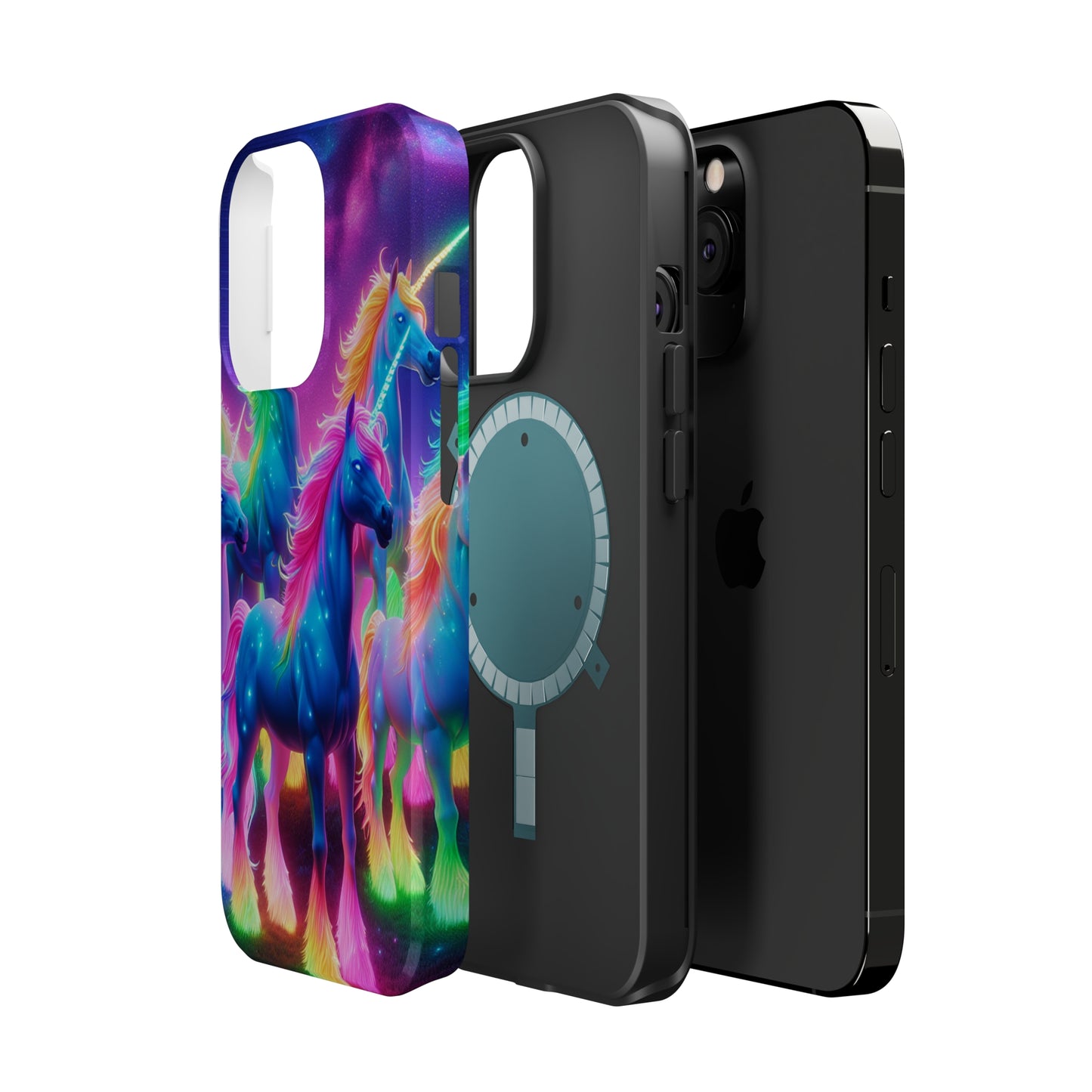 Neon Unicorn Congregation Neon Unicorns Premium Art Magsafe Magnet Tough IPhone 13 14 15 Pro Plus Max and Mini in Matte and Glossy Phone cases