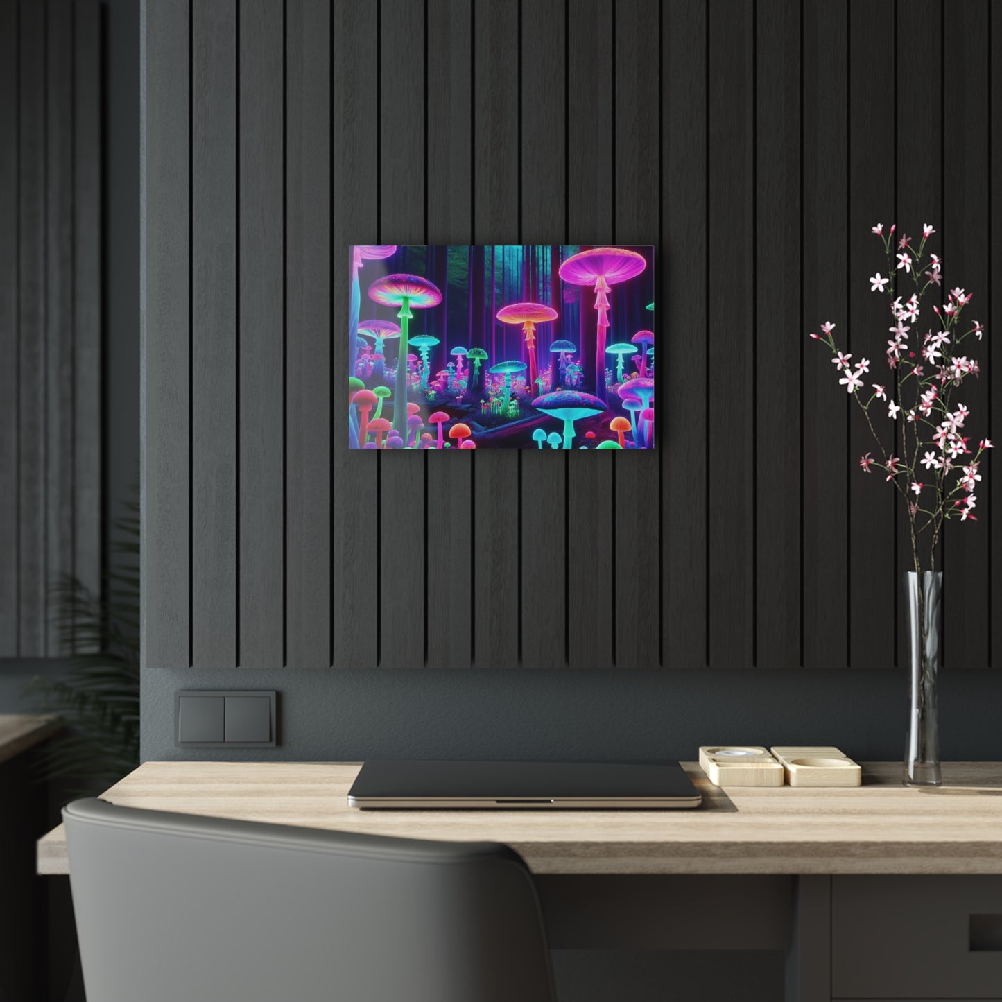 Neon Fungal Fantasy. Mushrooms 1/4" Glossy Acrylic Art