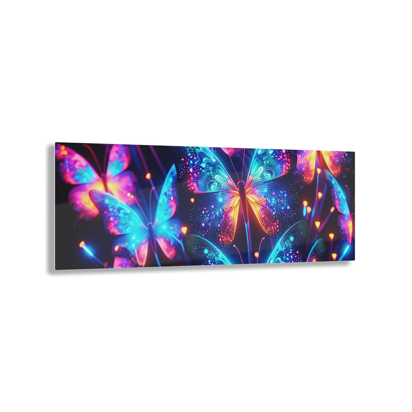 "Neon Butterflies in Flight" NEON Butterflies Art 1/4" Glossy Acrylic Art