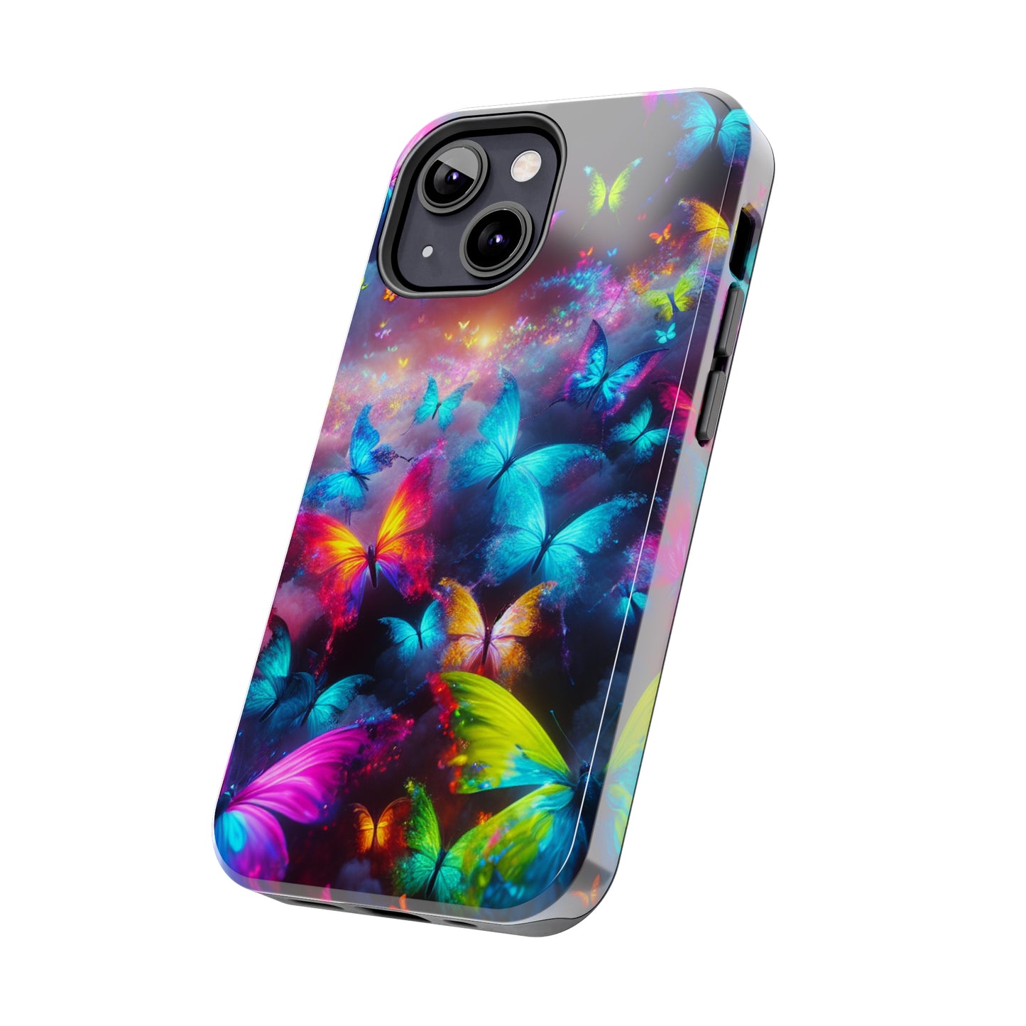"Neon Flutterings" NEON Butterflies Tough Phone Case Iphone 7 8 9 10 11 12 13 14 SE X XR XS Pro Max Mini Plus