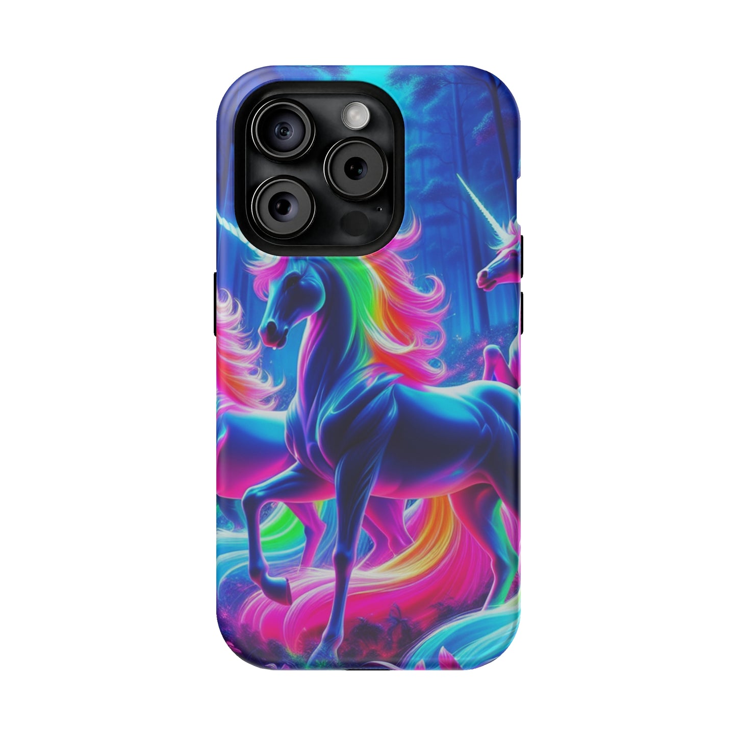 NeonNocturnals Neon Unicorns Premium Art Magsafe Magnet Tough IPhone 13 14 15 Pro Plus Max and Mini in Matte and Glossy Phone cases