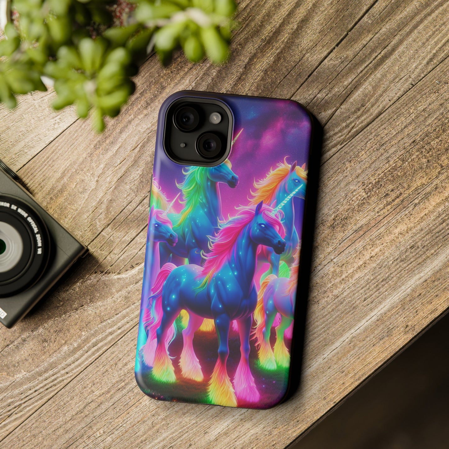 Neon Unicorn Congregation Neon Unicorns Premium Art Magsafe Magnet Tough IPhone 13 14 15 Pro Plus Max and Mini in Matte and Glossy Phone cases