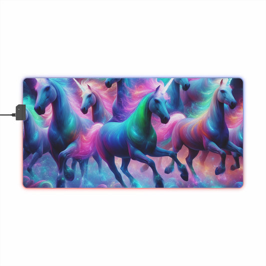 "Neon Dreamscape of Unicorns" NEON Unicorns LED Mousepad