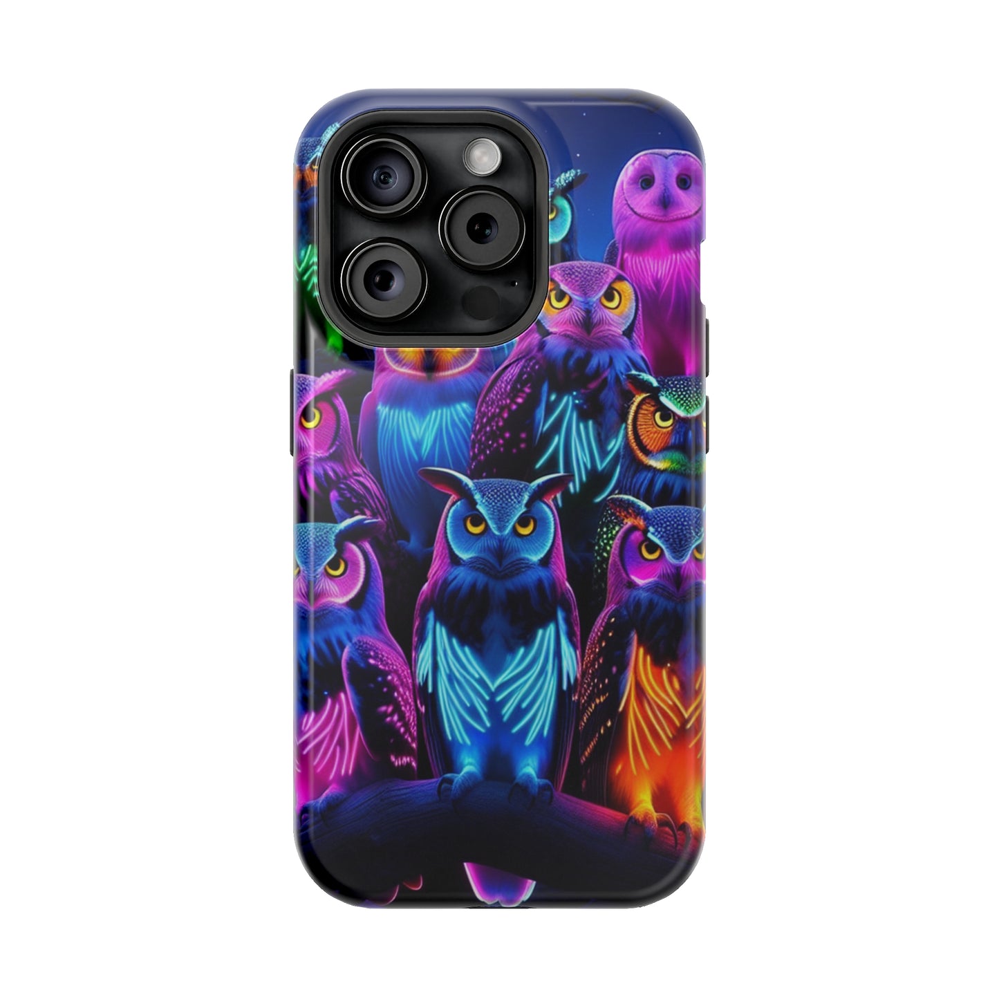 Neon Nocturne Owls. Neon Owls Premium Art Magsafe Magnet Tough IPhone 13 14 15 Pro Plus Max and Mini in Matte and Glossy Phone cases