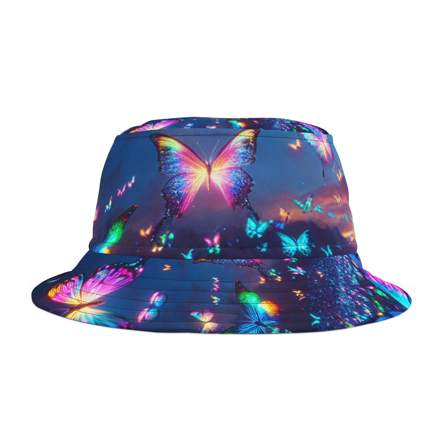 "Nebulous Neon Flutterflies" Neon Butterflies Bucket Hat
