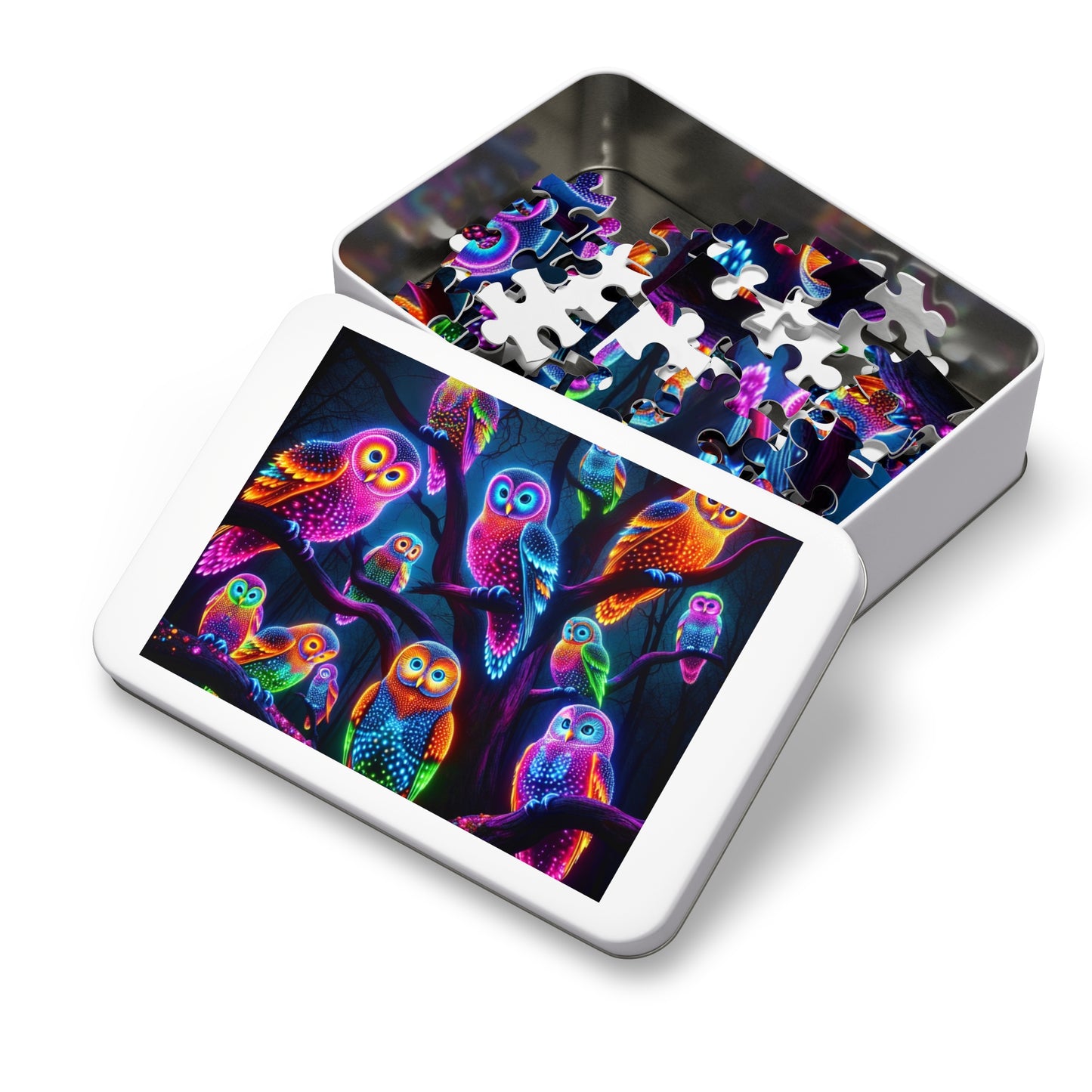 Neon Owlflock. - Neon Owls Puzzle