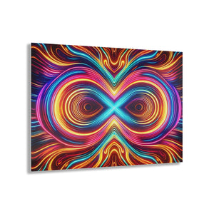 Neon Spiral Infinity Dreamscape. Trippy infity Pattern 1/4" Glossy Acrylic Art