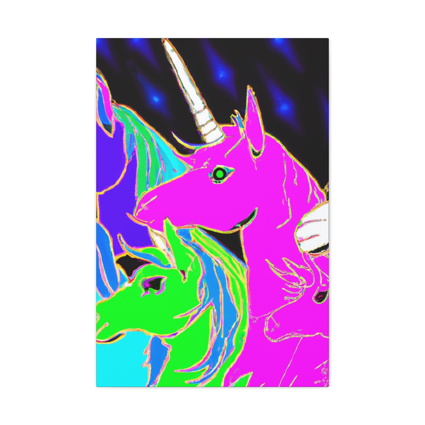 "Neon Rainbow Posse" NEON Unicorns Art Canvas