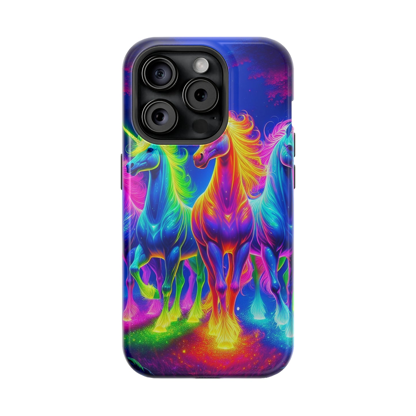 Neon Mystic Magicians Neon Unicorns Premium Art Magsafe Magnet Tough IPhone 13 14 15 Pro Plus Max and Mini in Matte and Glossy Phone cases