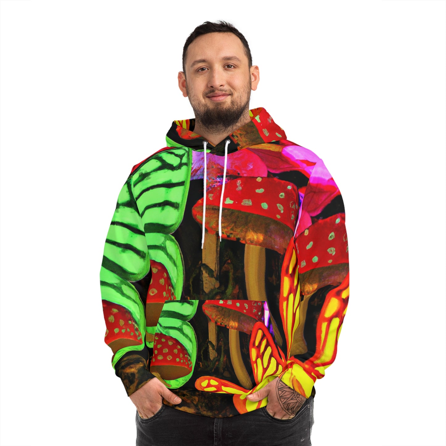 Neon Flytopia. - Butterflies & Mushrooms AOP Hoodie