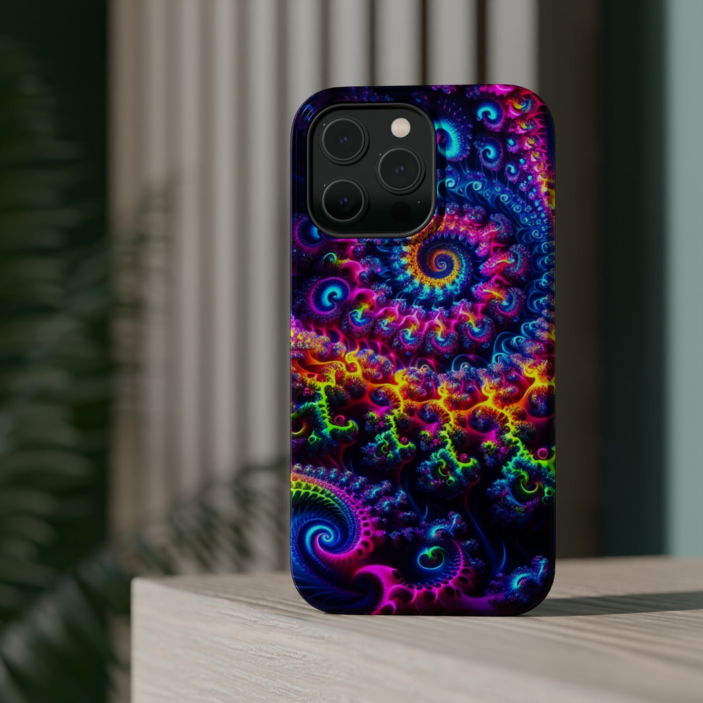 Twilight Infinyscape Neon Trippy Infinity Patterns Premium Art Magsafe Magnet Tough IPhone 13 14 15 Pro Plus Max and Mini in Matte and Glossy Phone cases
