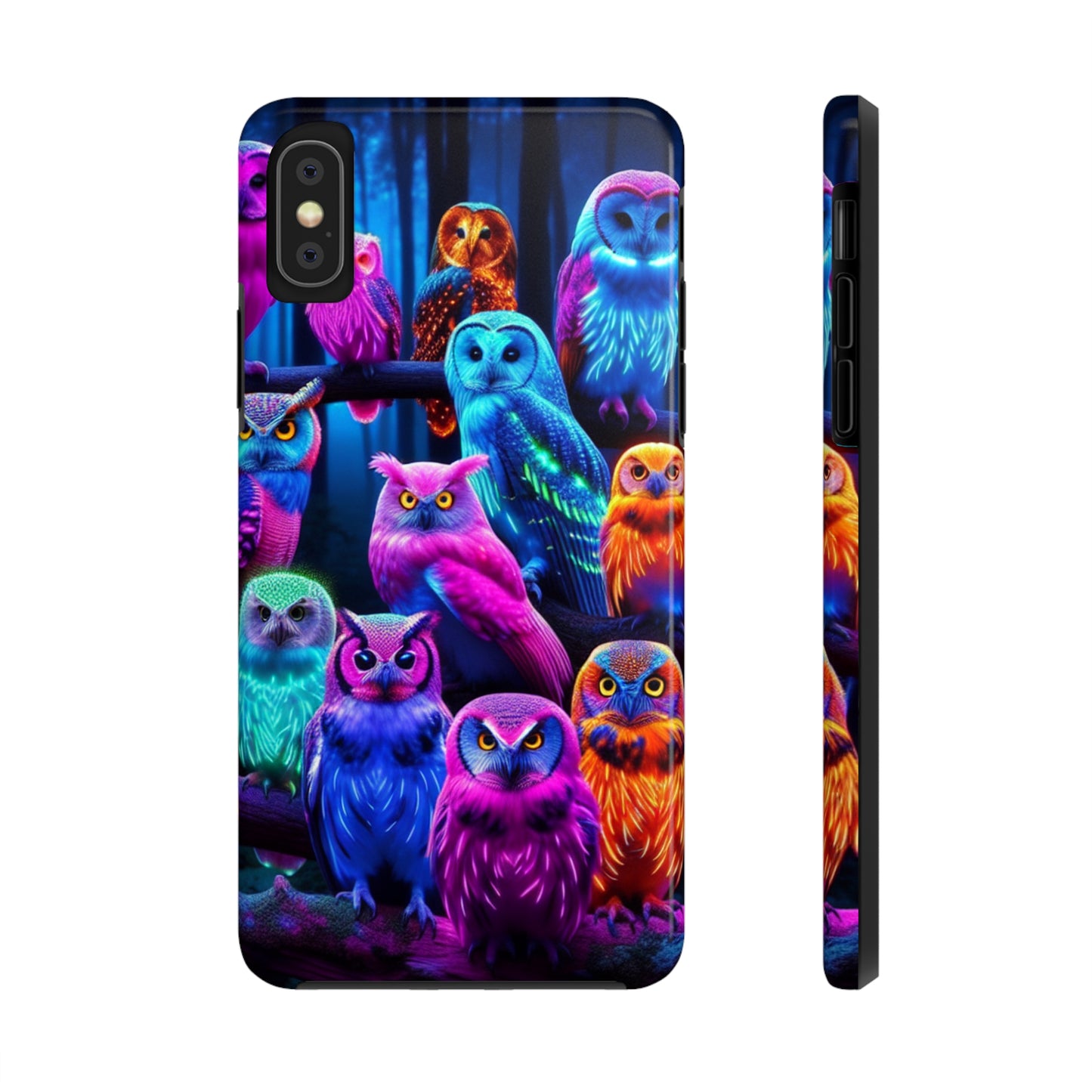Neon Party of Owls NEON Owls Phone Case Iphone 7 8 9 10 11 12 13 14 Pro Max Mini Plus XR XS SE
