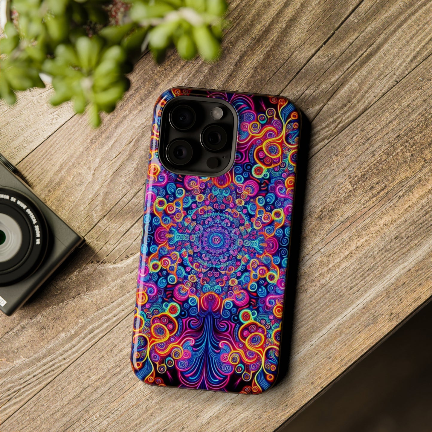 Vibrant Infinity Aurora. Neon Trippy Infinity Patterns Premium Art Magsafe Magnet Tough IPhone 13 14 15 Pro Plus Max and Mini in Matte and Glossy Phone cases