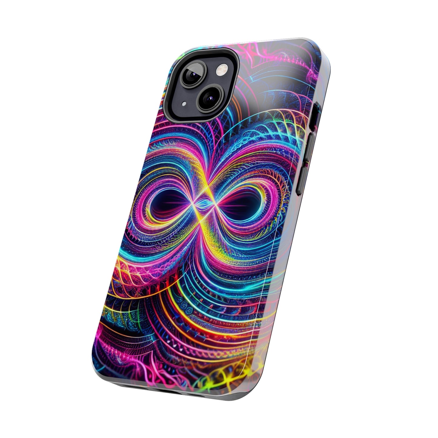 Psychedelic Dreams in Neon Void. Trippy Infinity Patterns Tough Phone Case Iphone 7 8 9 10 11 12 13 14 Pro Max Mini Plus XR XS SE