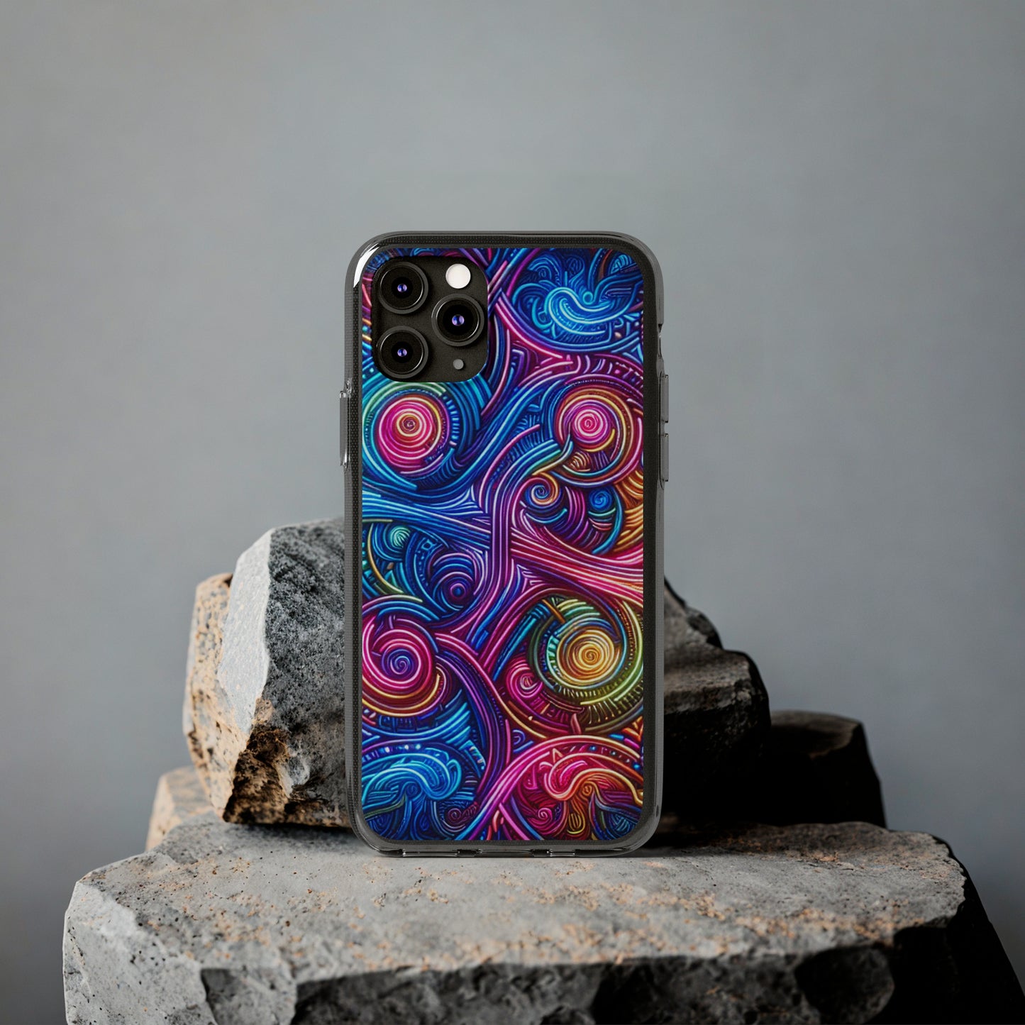 Vibrant Trippy Neon Infinity Ripples. Infinity Patterns Art Polycarbonate Phone Case Samsung Galaxy s21 s22 Google Pixel 6 Iphone 11 12 13 14 Pro Max Mini Plus