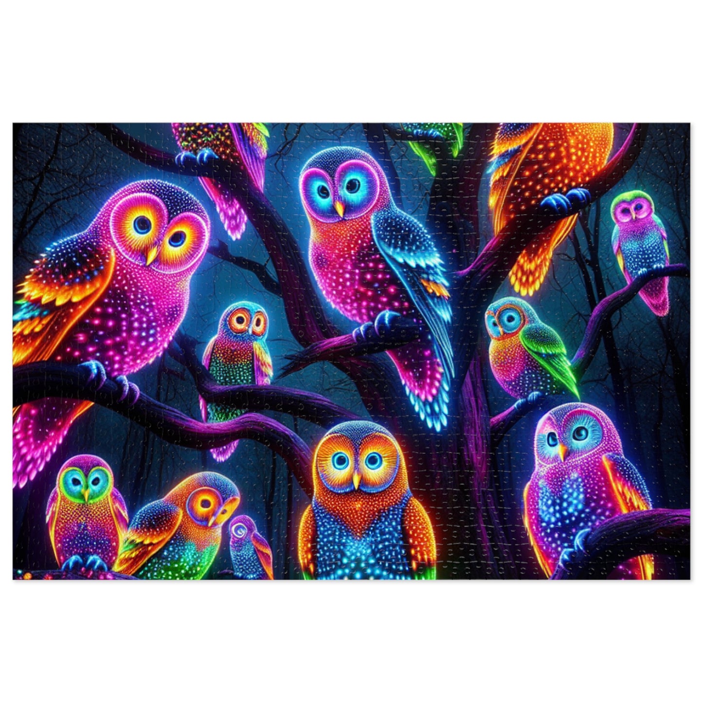 Neon Owlflock. - Neon Owls Puzzle