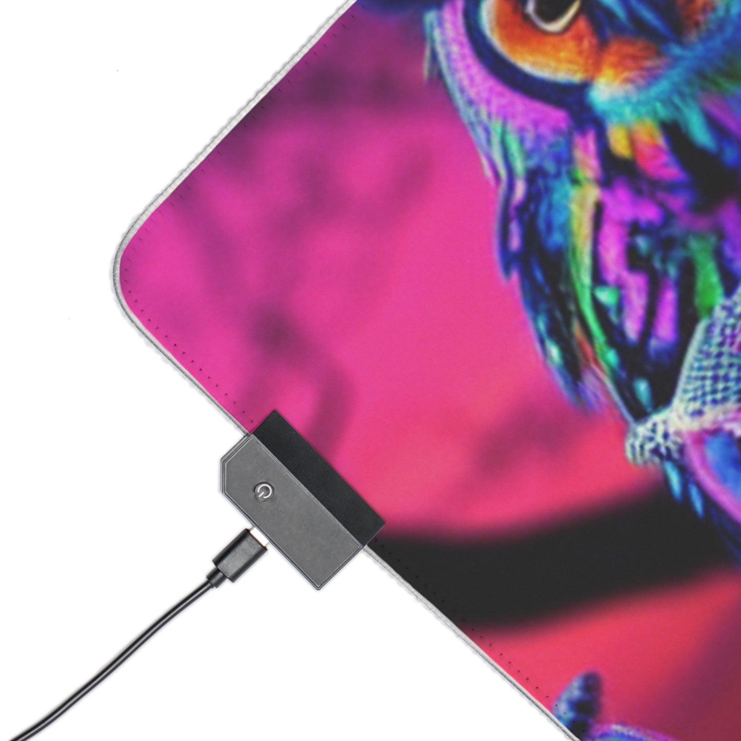 "Neon Nocturnal Splendor" NEON Owls Art LED Mousepad
