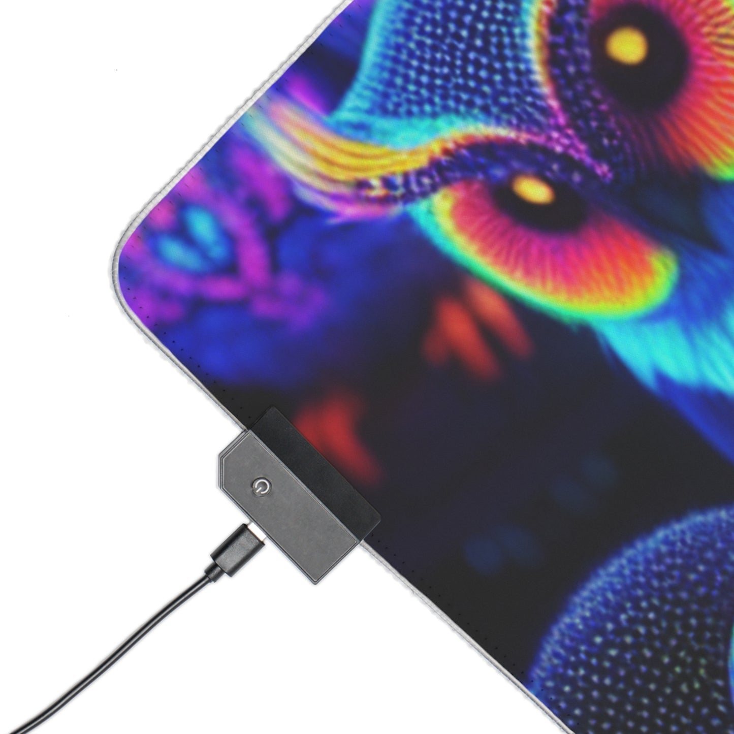 Electric Owl Illumination. NEON Owls Art LED Mousepad