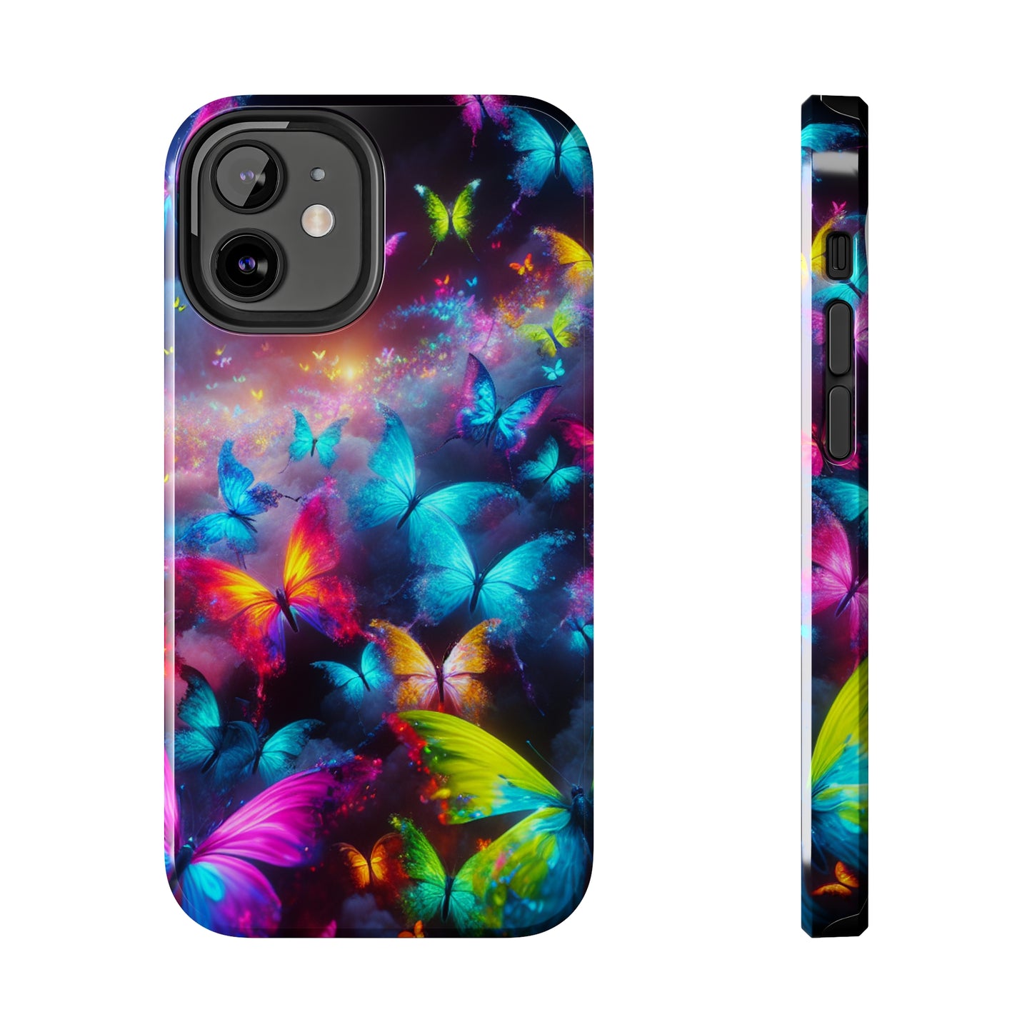 "Neon Flutterings" NEON Butterflies Tough Phone Case Iphone 7 8 9 10 11 12 13 14 SE X XR XS Pro Max Mini Plus