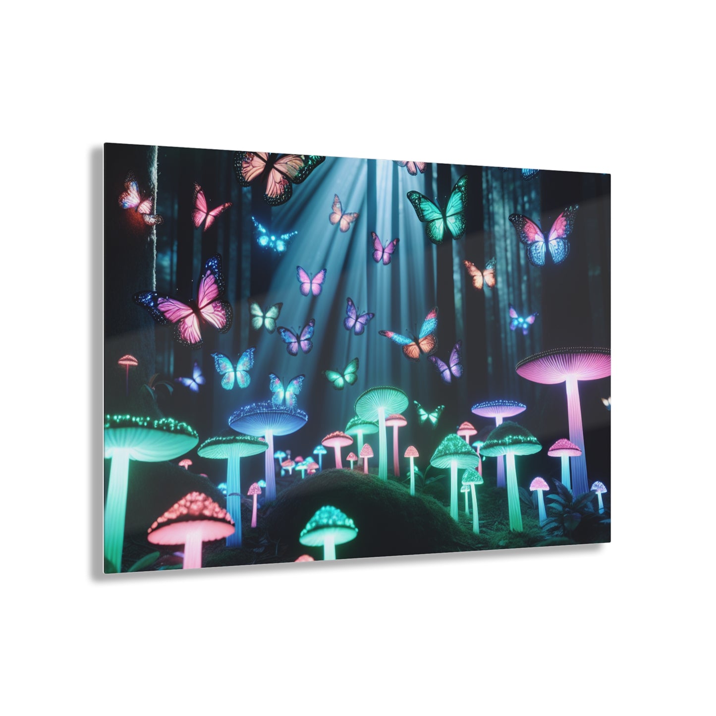 Neon Nature Fantasy Butterflies & Mushrooms 1/4" Glossy Acrylic Art