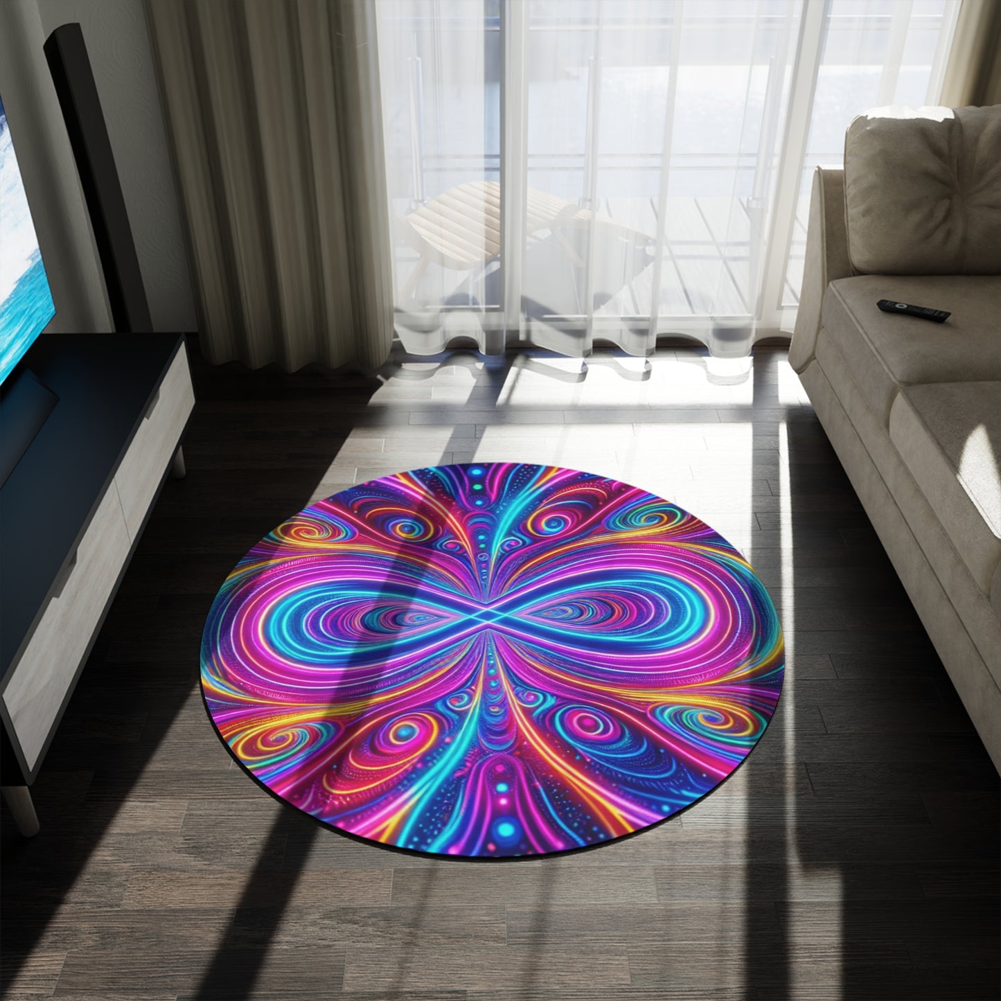 "Visionary Vortex" Infinity Patterns Round Rug