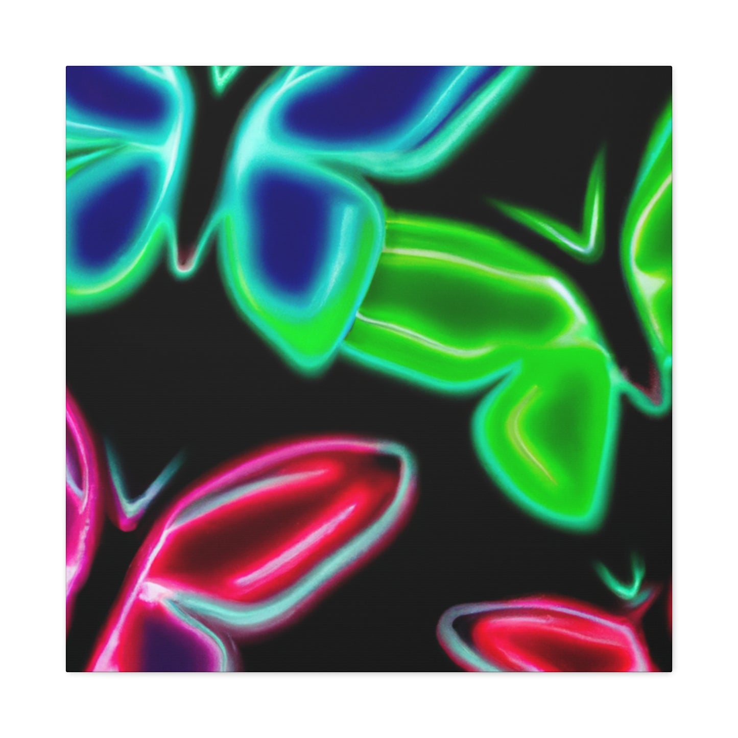 Neon Butterflies Cascade. Neon Butterflies Art Canvas