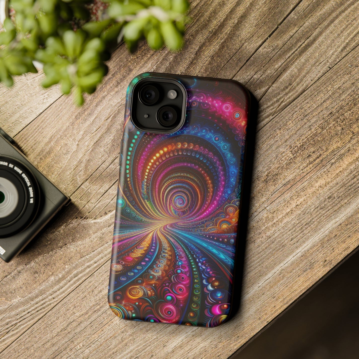 Neon Eternal Infinity Oasis. Neon Trippy Infinity Patterns Premium Art Magsafe Magnet Tough IPhone 13 14 15 Pro Plus Max and Mini in Matte and Glossy Phone cases