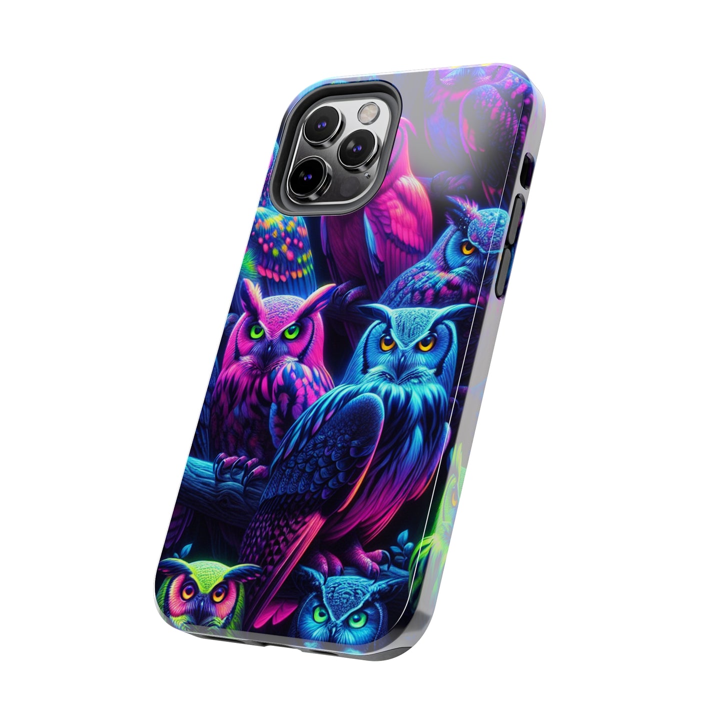 "Vivid Neon Nocturnal Symphony" NEON Owls Tough Phone Case
