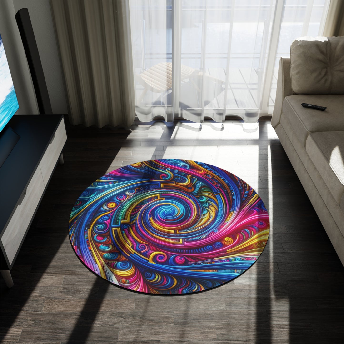Neon Infinity Splatter Visions Infinity Patterns Round Rug