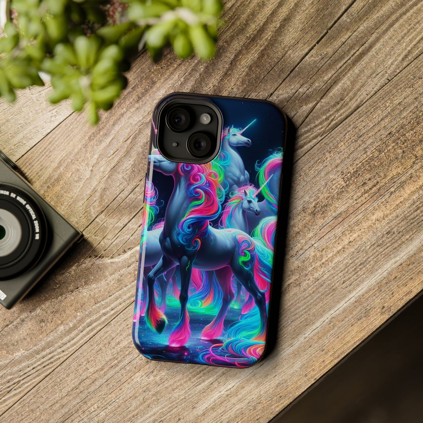 Neon Unicorn Prism. Neon Unicorns Premium Art Magsafe Magnet Tough IPhone 13 14 15 Pro Plus Max and Mini in Matte and Glossy Phone cases