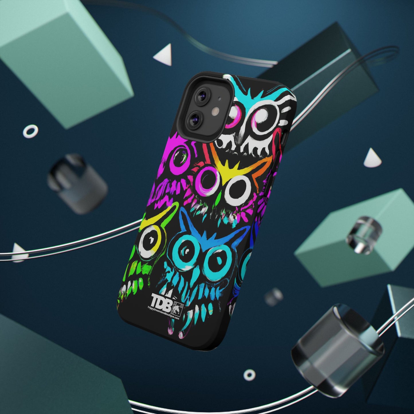 TDB Psychedelic Rave Owl Impact-Resistant Phone Case - Colorful Protection