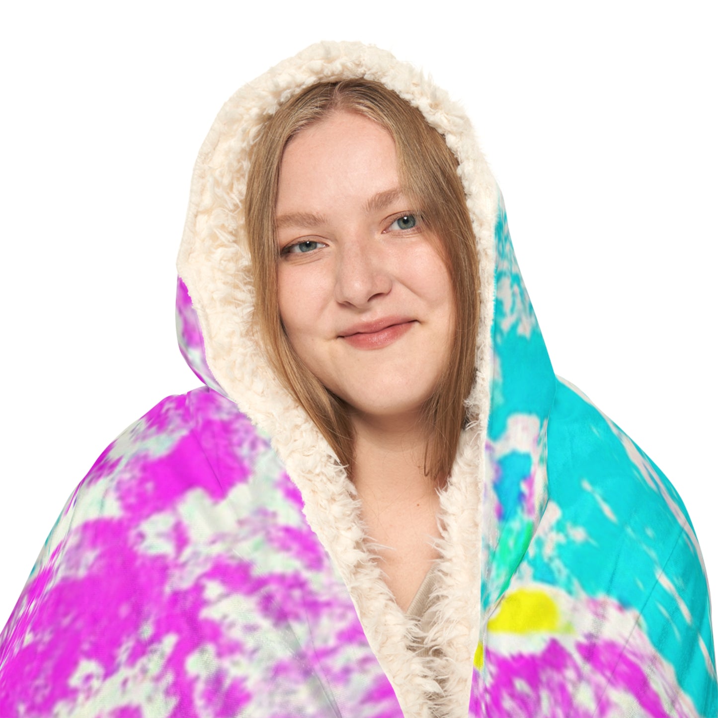 "Aurora's Rainbow Unicorns" - NEON Unicorns Art Hooded Snuggle Blanket