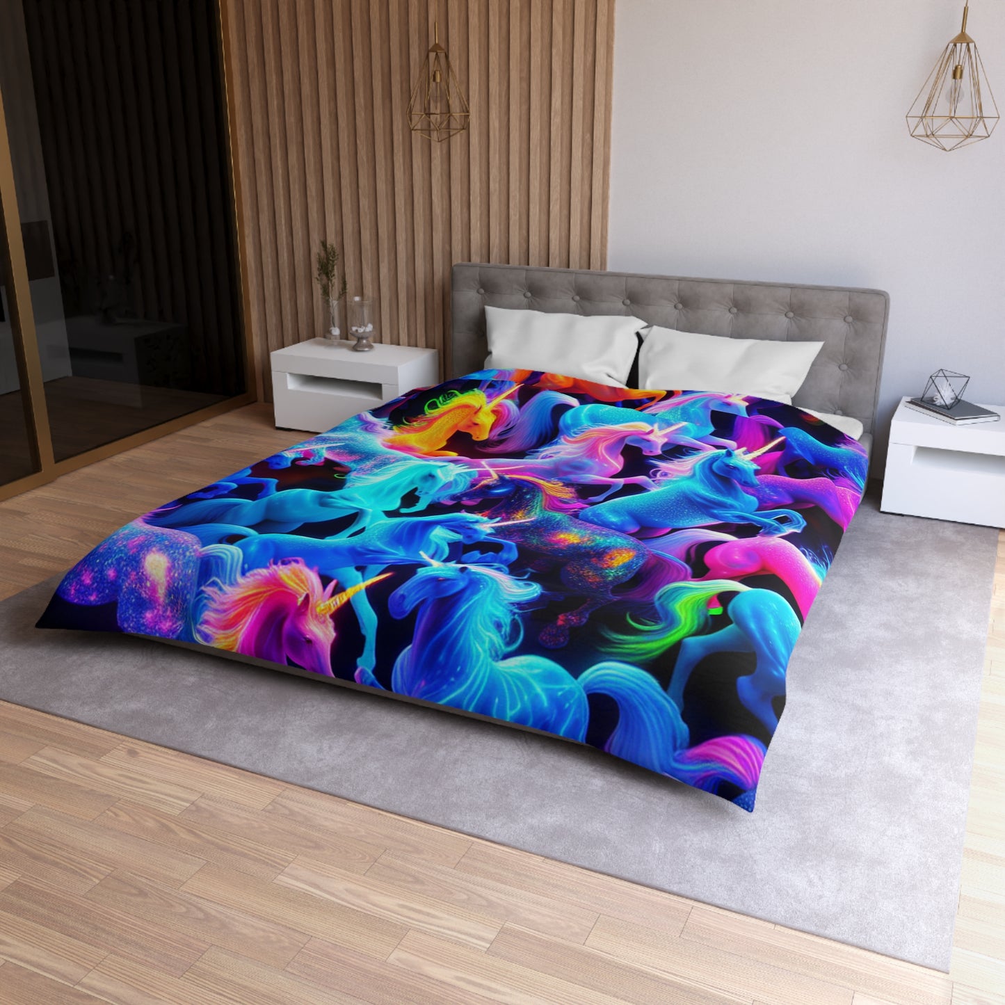 Giovanni da Verona - NEON Unicorns Microfiber Duvet Cover