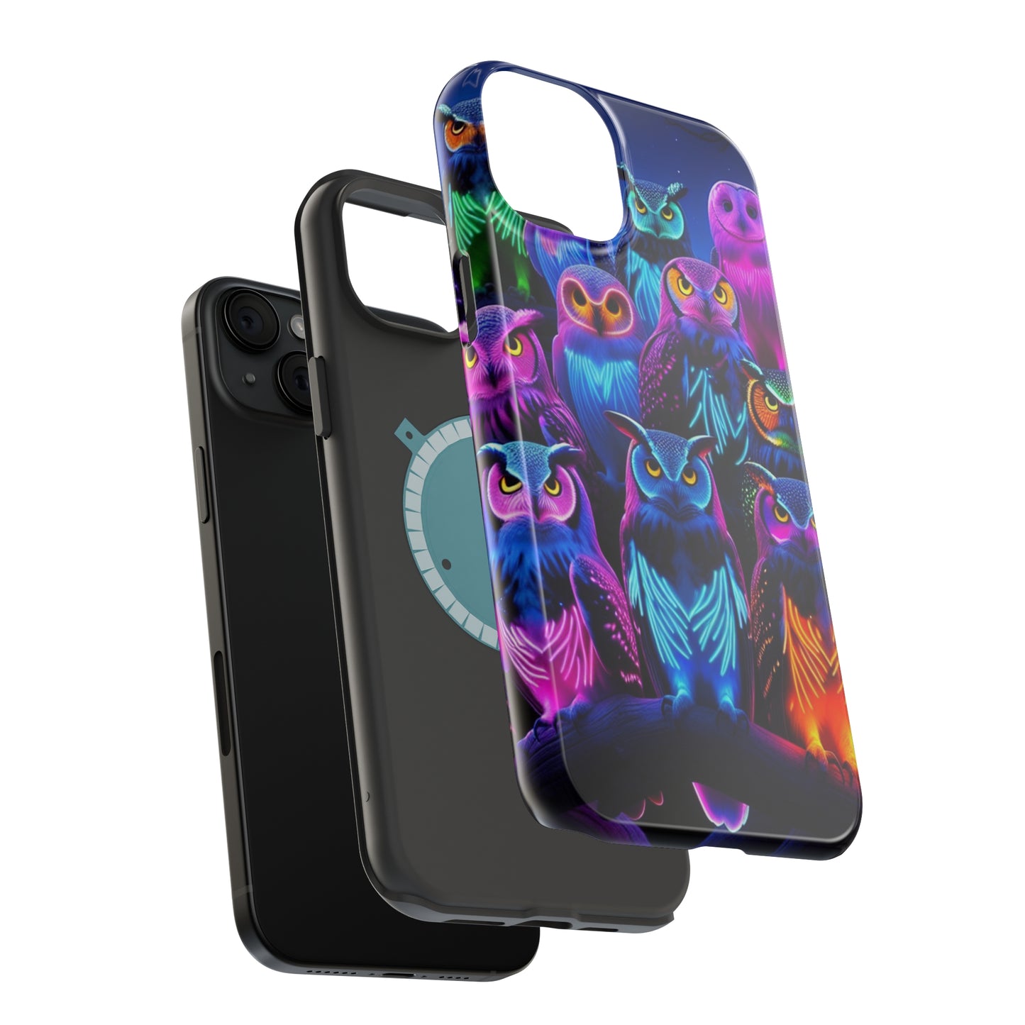 Neon Nocturne Owls. Neon Owls Premium Art Magsafe Magnet Tough IPhone 13 14 15 Pro Plus Max and Mini in Matte and Glossy Phone cases