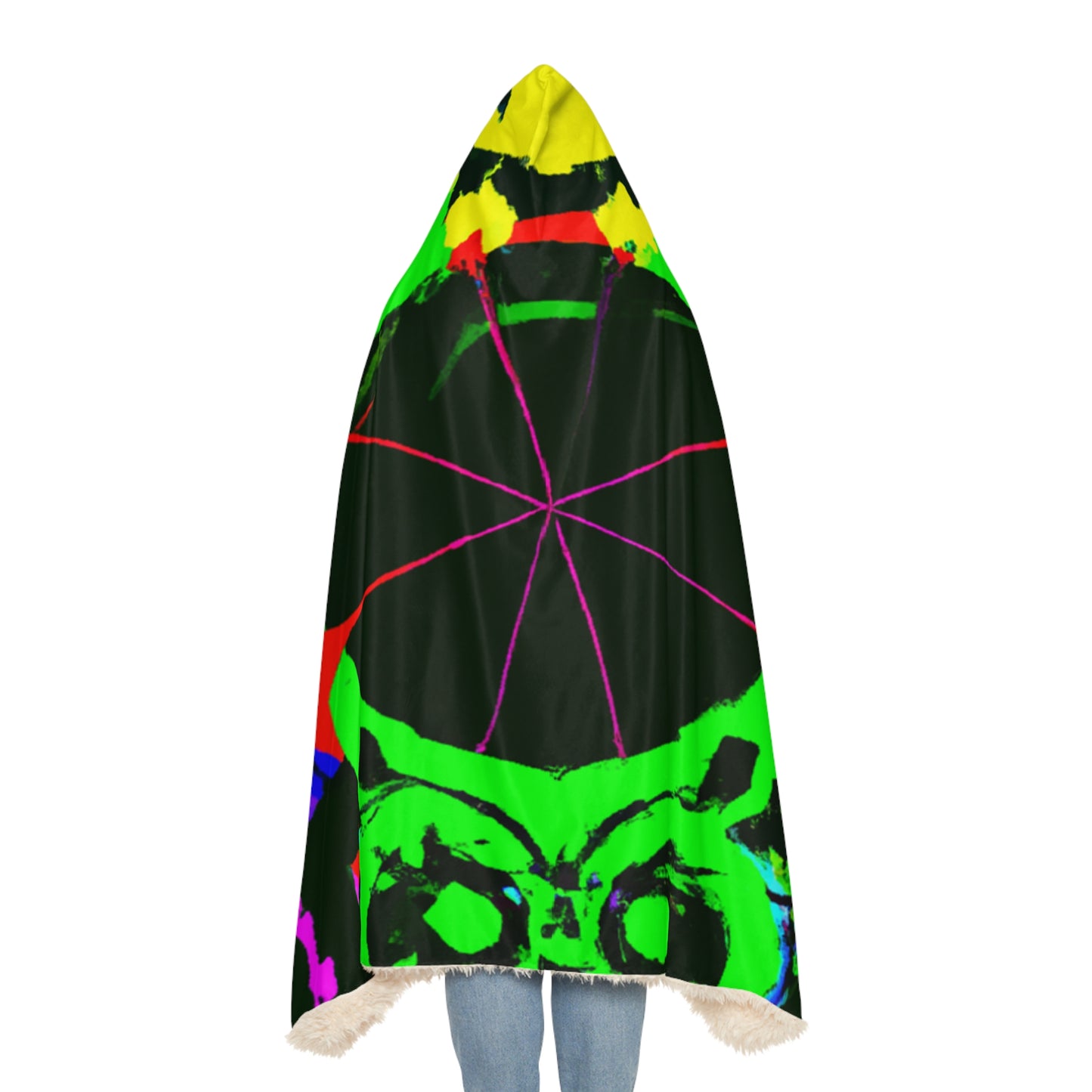"Neon Nightlife" - NEON Owls Art Hooded Snuggle Blanket