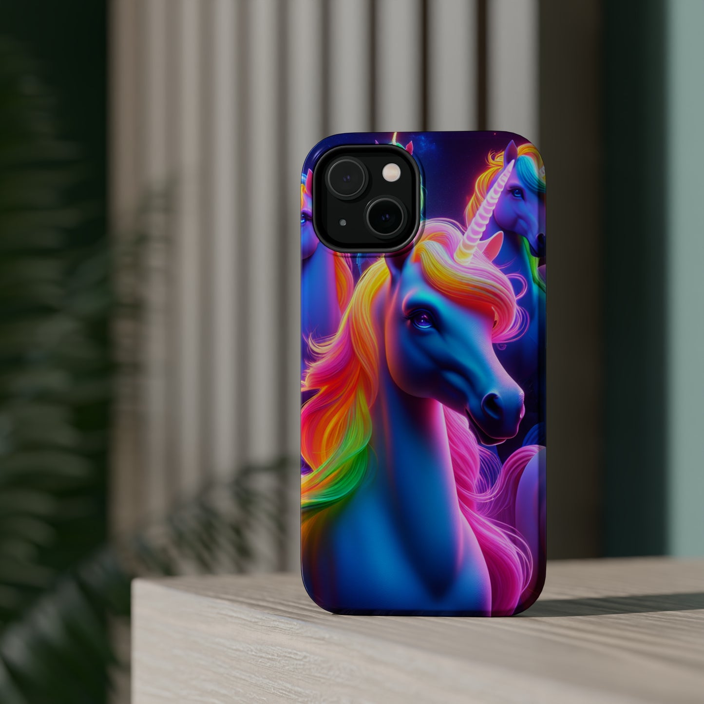 Neon Nighthorn Pride Neon Unicorns Premium Art Magsafe Magnet Tough IPhone 13 14 15 Pro Plus Max and Mini in Matte and Glossy Phone cases