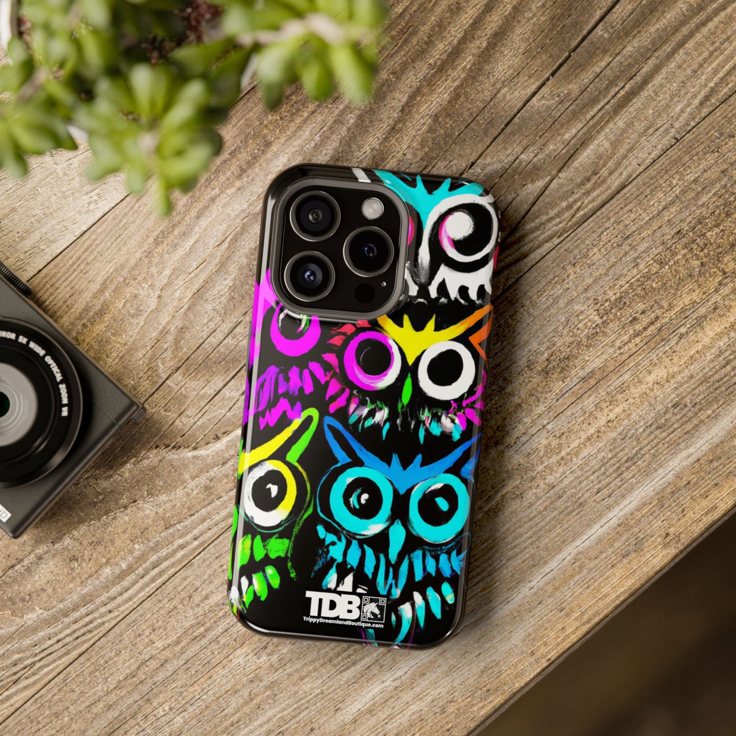 TDB Psychedelic Rave Owl Impact-Resistant Phone Case - Colorful Protection