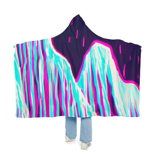 Neon Abstract Evolution - NEON Infinity Patterns Art Hooded Snuggle Blanket