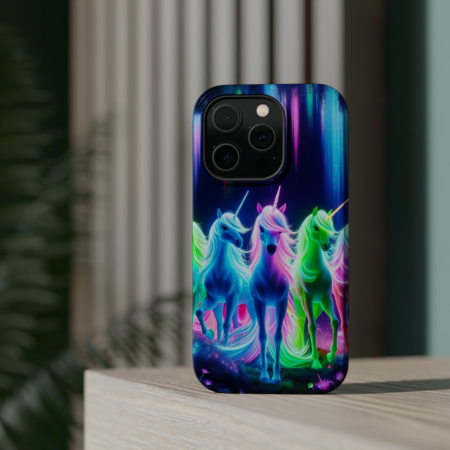 Neon Unicorn Pods. Neon Unicorns Premium Art Magsafe Magnet Tough IPhone 13 14 15 Pro Plus Max and Mini in Matte and Glossy Phone cases