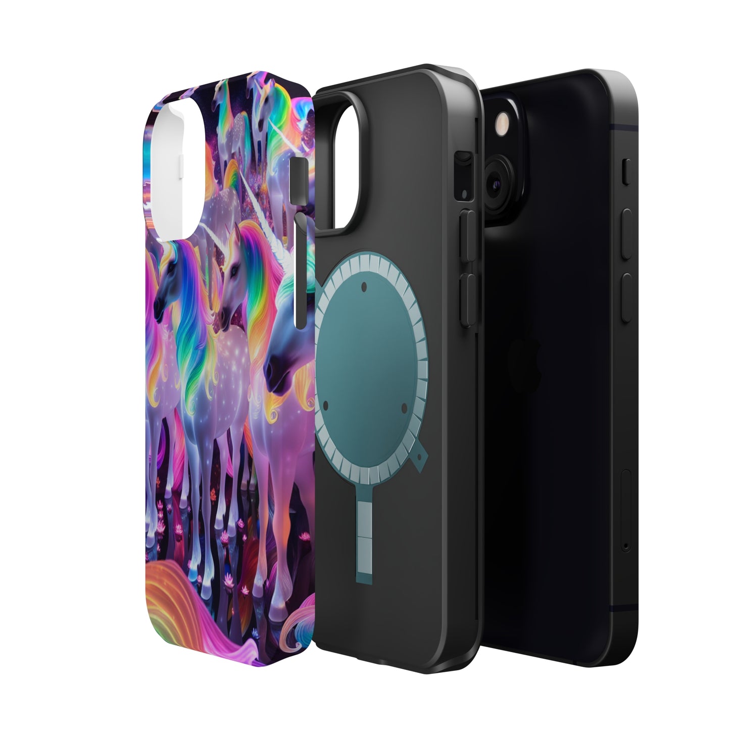 Neon Wonderland Unicorns Neon Unicorns Premium Art Magsafe Magnet Tough IPhone 13 14 15 Pro Plus Max and Mini in Matte and Glossy Phone cases