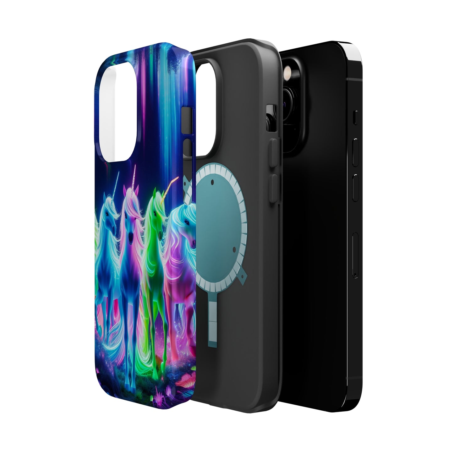 Neon Unicorn Pods. Neon Unicorns Premium Art Magsafe Magnet Tough IPhone 13 14 15 Pro Plus Max and Mini in Matte and Glossy Phone cases