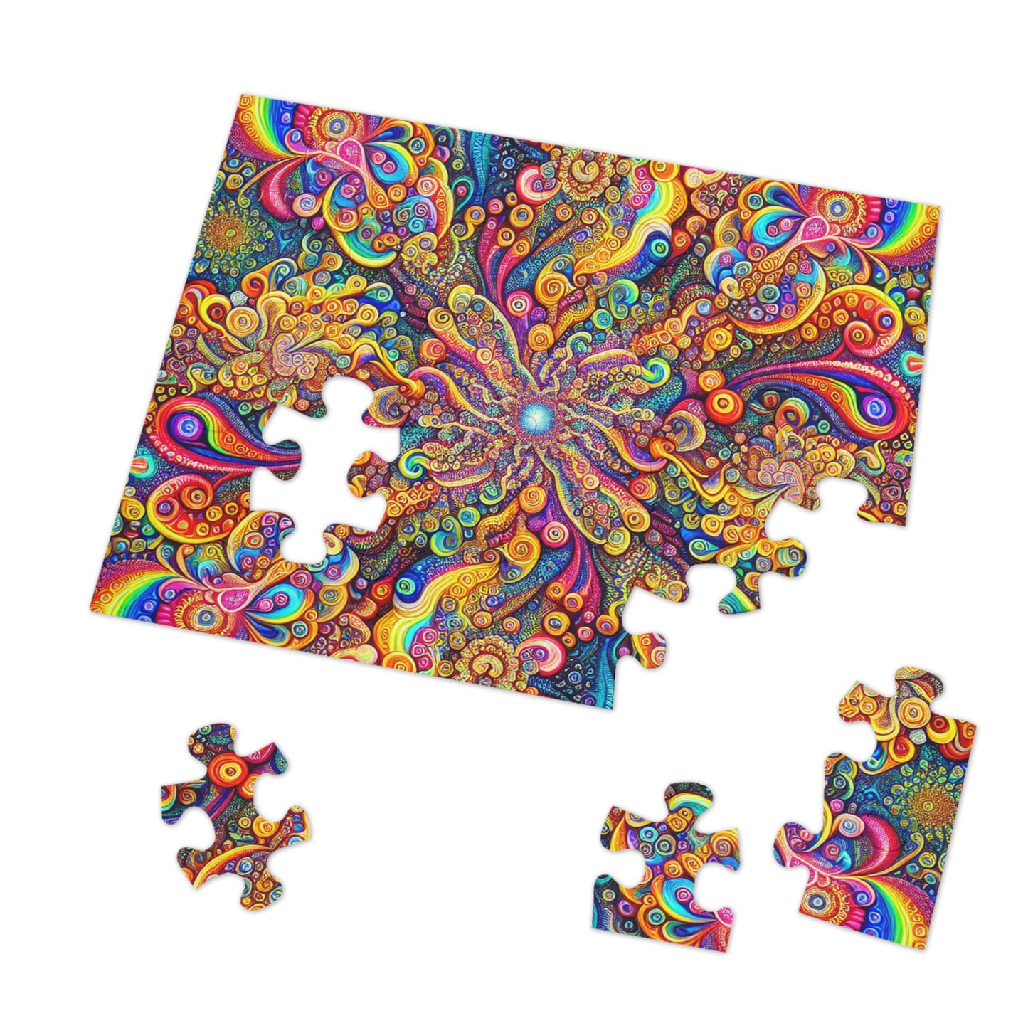 Neon Infinitude - Neon Trippy Infinity Patterns Puzzle 30, 110, 252, and 1000 Pieces