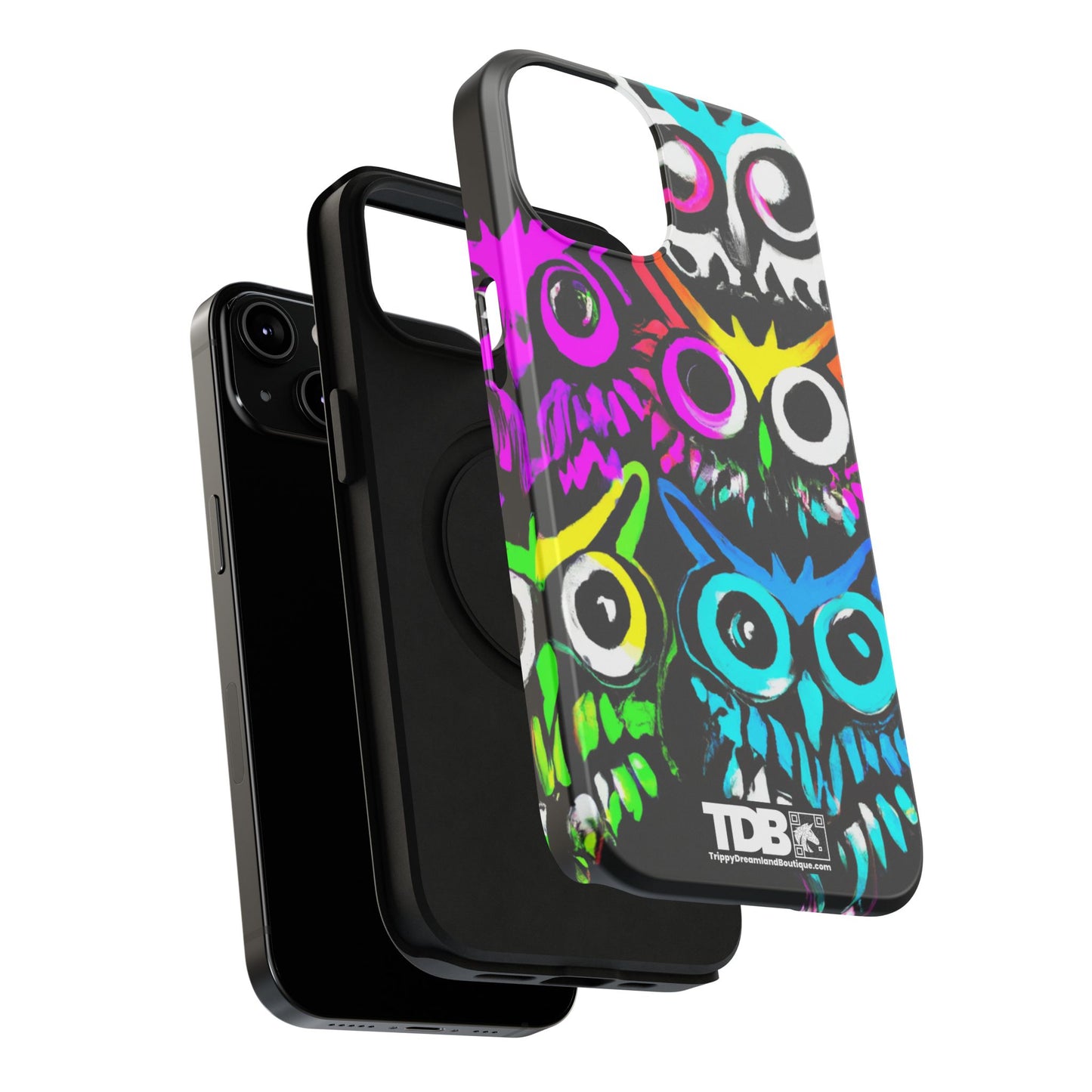 TDB Psychedelic Rave Owl Impact-Resistant Phone Case - Colorful Protection