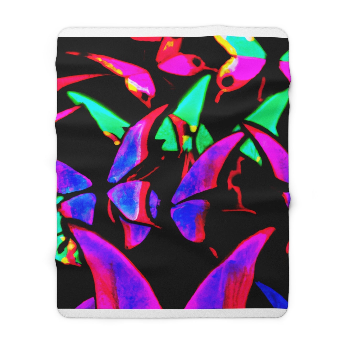 "Retro Pollen Provocateurs" - NEON Butterflies Art Sherpa Blanket
