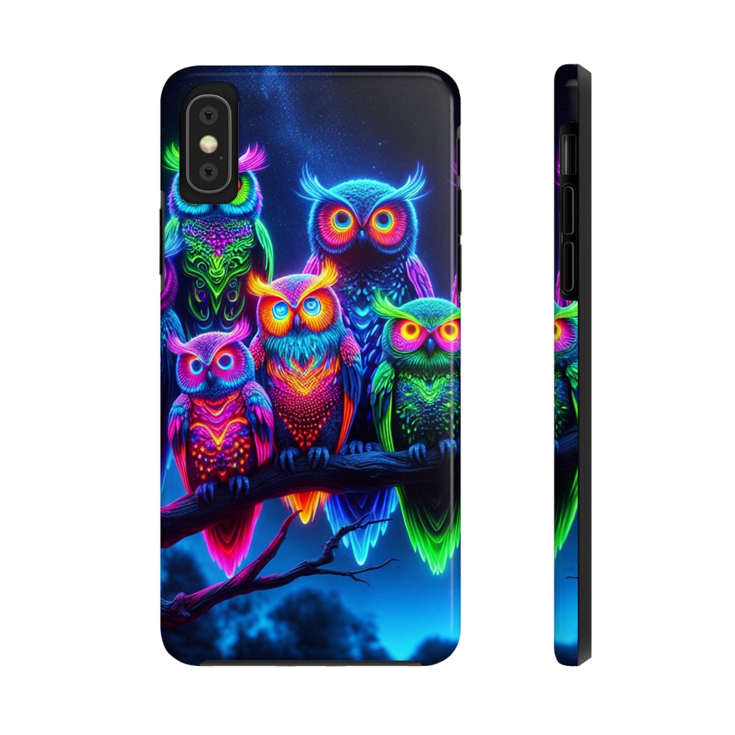 'Neon Rainbow Owls' NEON Owls Tough Phone Case