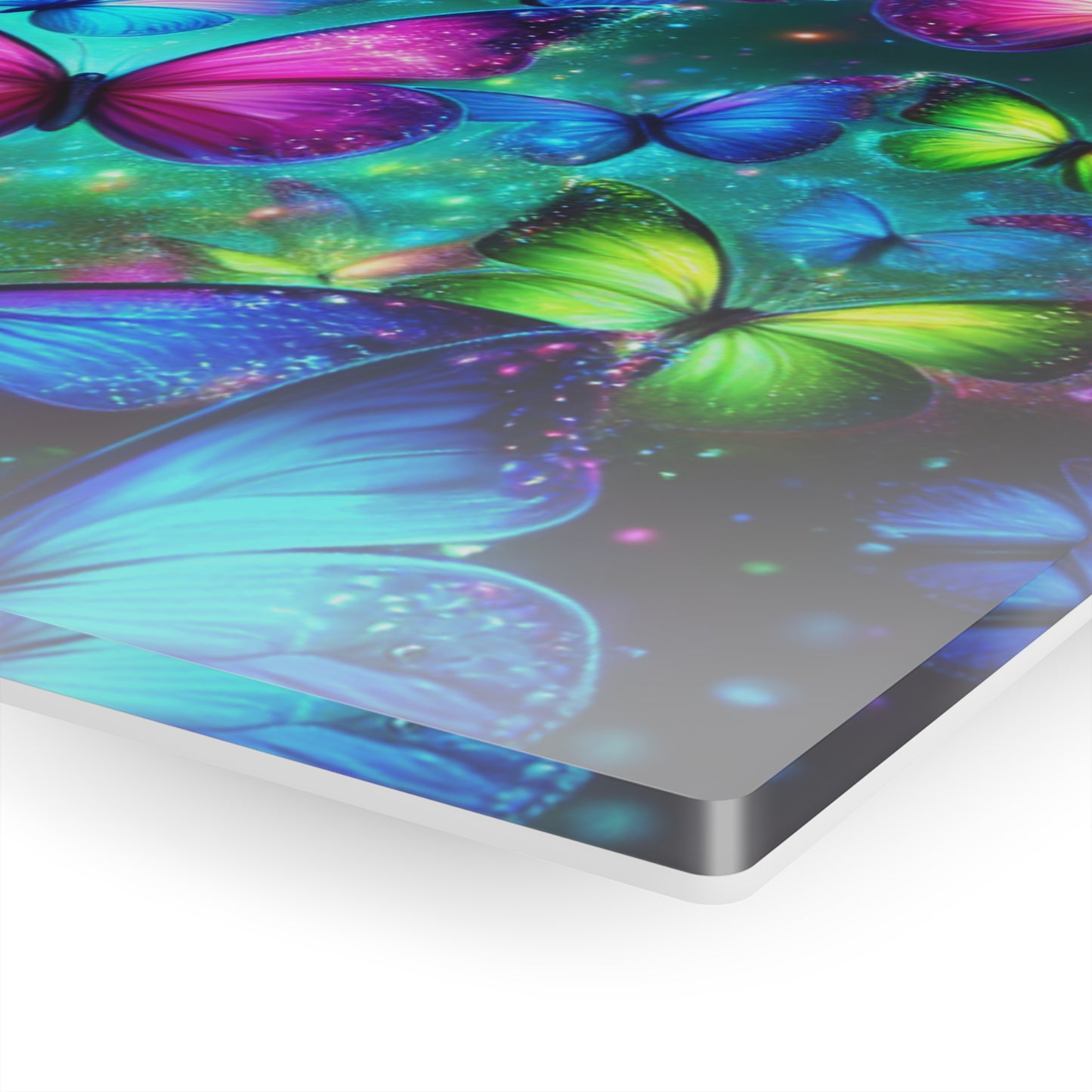 "Glowing Prismatic Butterflies" NEON Butterflies Art 1/4" Glossy Acrylic Art