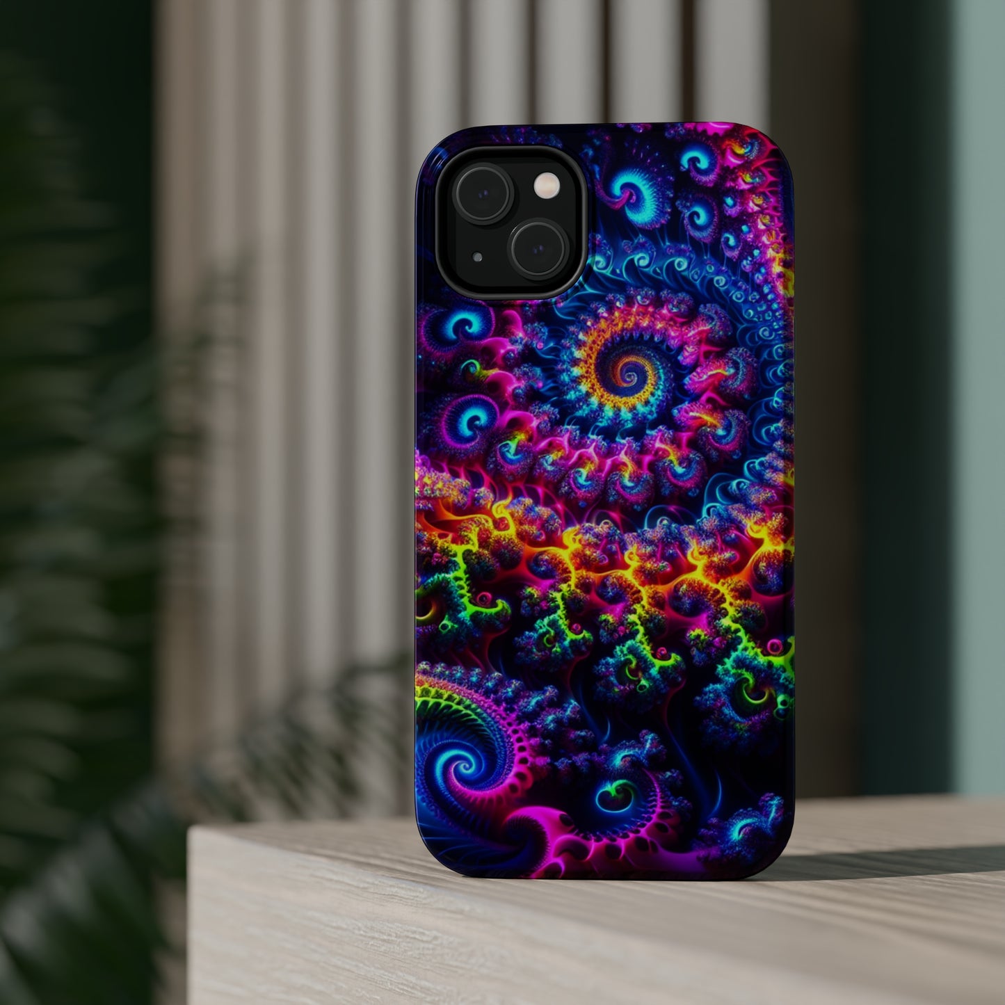Twilight Infinyscape Neon Trippy Infinity Patterns Premium Art Magsafe Magnet Tough IPhone 13 14 15 Pro Plus Max and Mini in Matte and Glossy Phone cases