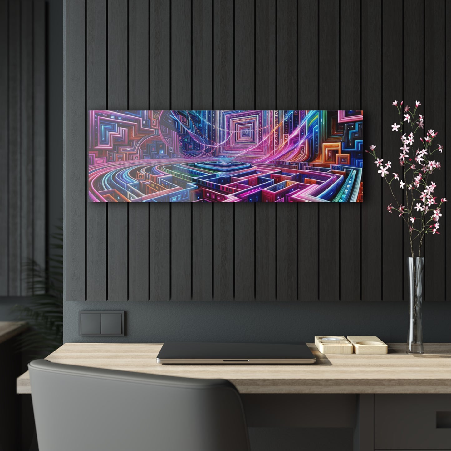 Neon Liminiscence Trippy infity Pattern 1/4" Glossy Acrylic Art