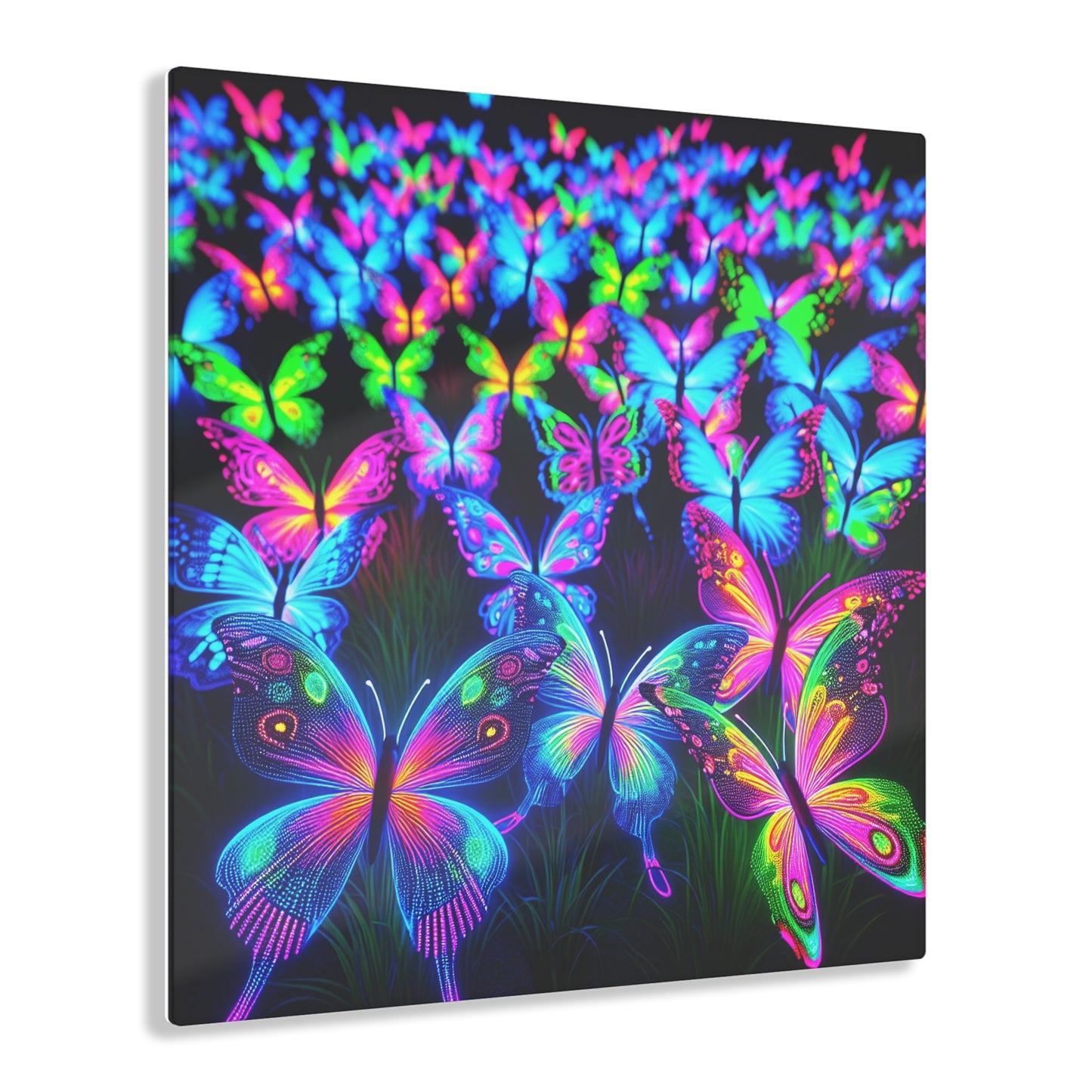"Butterfly Cascade of Color" NEON Butterflies Art 1/4" Glossy Acrylic Art